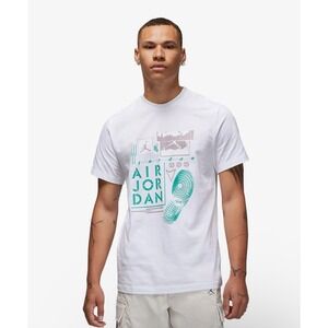 AIR JORDAN GRAPHIC COTTON WHITE CREW TEE  BASKETBALL STREETWEAR MENS SIZE M